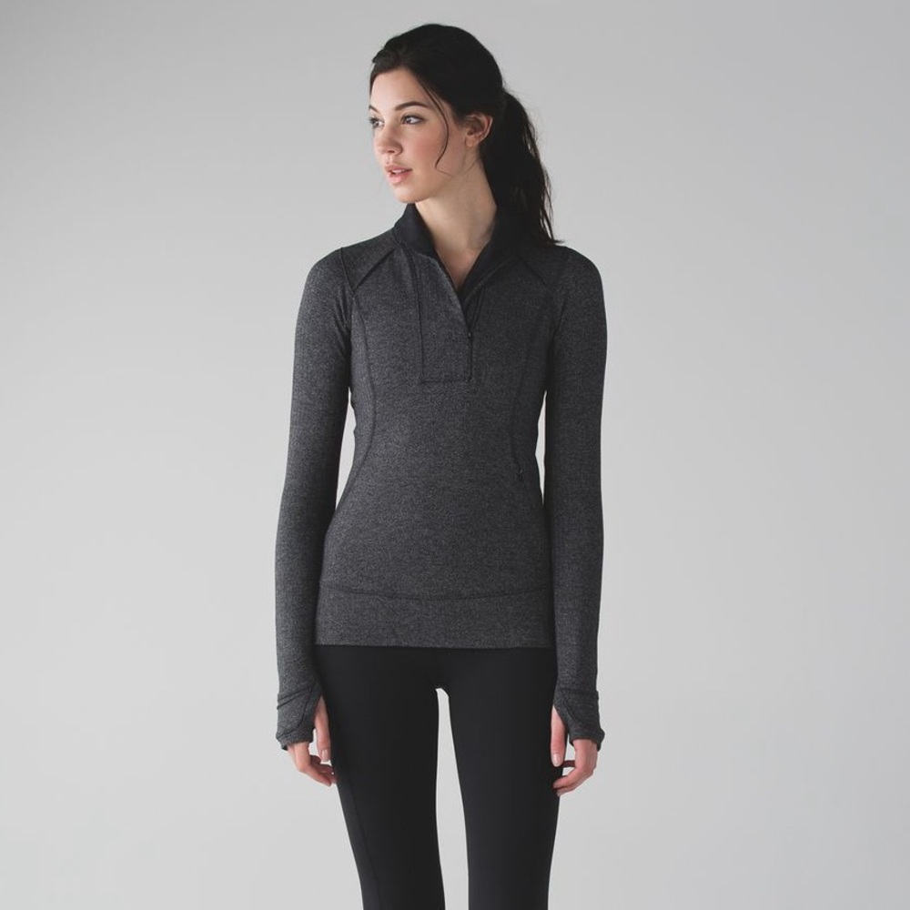 Lululemon Think Fast Pullover Long Sleeve Grey Black